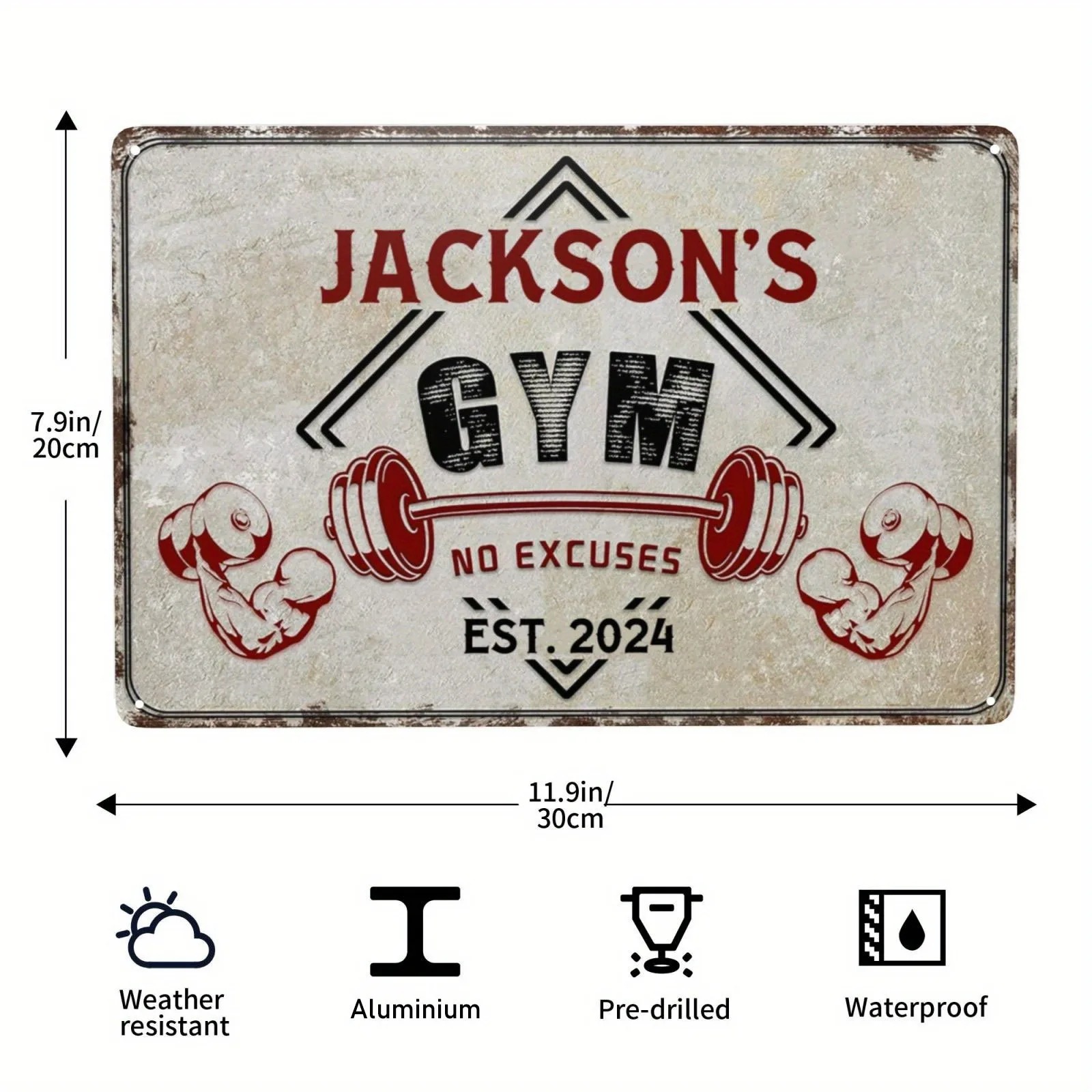 Home Gym Names - [2D Piatto] Insegna Personalizzabile Vintage con