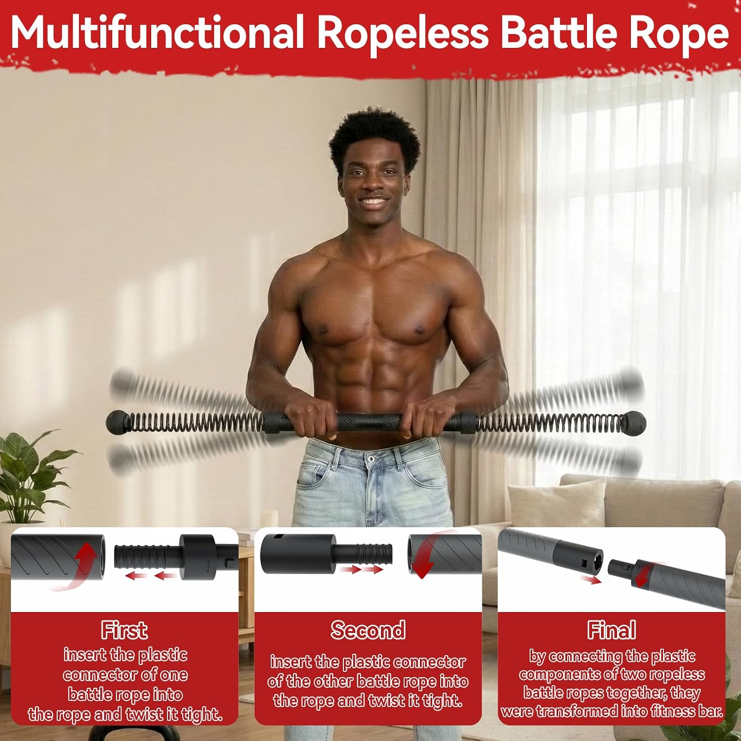 Battle Rope Heavy - Barra Power Twister 2-in-1 senza fili